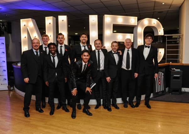 Rafa Benitez, far left, with players and staff at the Newcastle United Foundation's annual dinner.