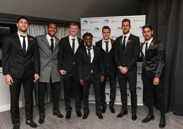 Salomon Rondon, second left, with his team-mates at the Newcastle United Foundation's 10 Year Anniversary Dinner at St James's Park.