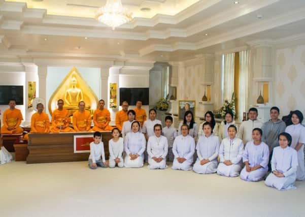 Monks and members of the Dhammakaya Meditation Centre in Hebburn