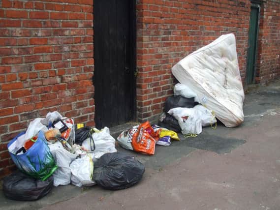 The rubbish abandoned in the back lane of Collingwood Street, Hebburn, included an old mattress.