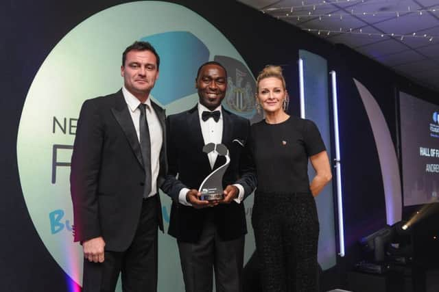 Steve Harper, Andy Cole and Gabby Logna at the Newcastle United Foundation's 10 Year Anniversary Dinner. (Pic: Serena Taylor/NUFC)