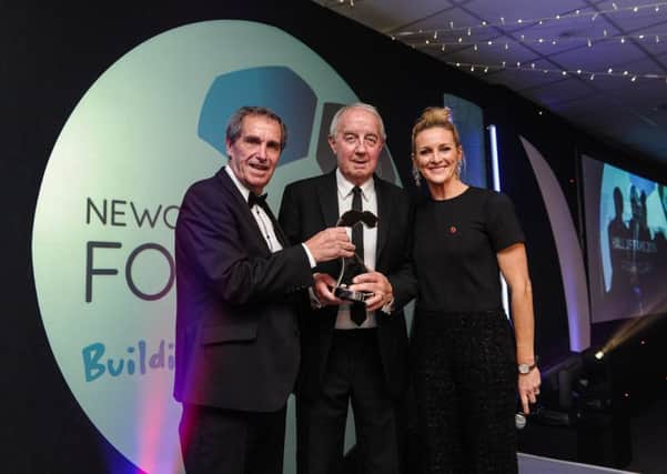 Frank Clark, centre, with former Newcastle team-mate Bob Moncur and Gabby Logan. (Pic: Serena Taylor/NUFC)