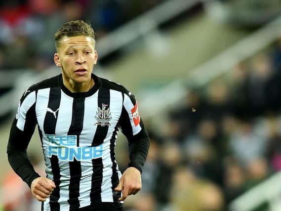 Dwight Gayle playing for Newcastle.