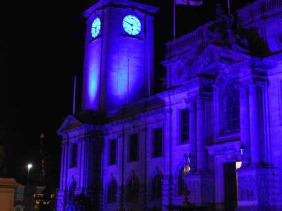 South Shields Town Hall was lit up blue for World Diabetes Day.