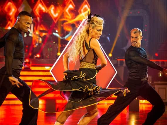 Faye Tozer dances at Blackpool. Picture: Guy Levy/BBC/PA.