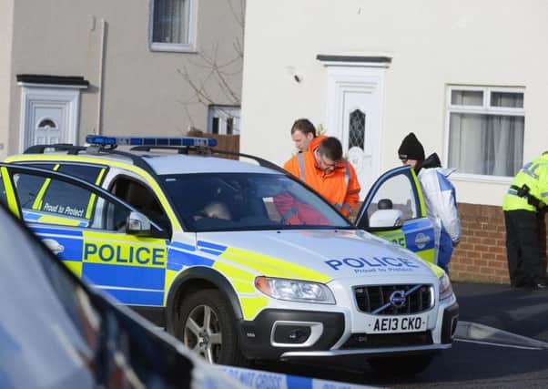 Police on the scene after James Carlo Wilson was shot in Frenchman's Way, South Shields.