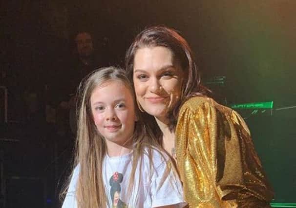 Polly Sibbald, 10, on stage with popstar Jessie J at Newcastle's O2 Academy.