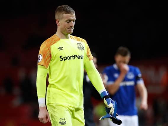 Ex-Sunderland keeper Jordan Pickford dropped a howler in the Merseyside derby in the sixth minute of injury time