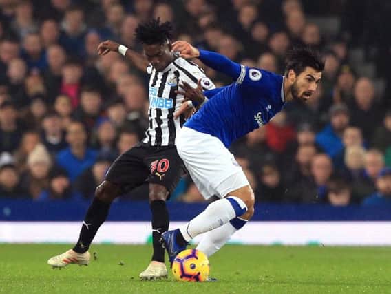 Newcastle United winger Christian Atsu started only his second game of the season against Everton ion Wednesday evening