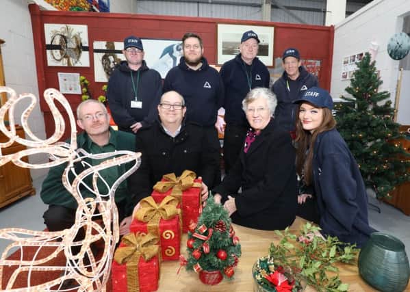 Recycling for Christmas - back row left to right- Groundwork staff Keith Gutteridge, David Eglintine, Billy Southern and Mark Brenchley. Front Row, Jed Tubman and Chris Wild of Groundwork, Coun Nancy Maxwell and Courtney Wightman of Groundwork.