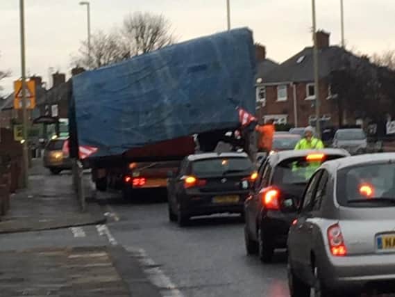 The abnormal load in Victoria Road East. Picture by Steven Dobson
