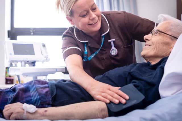 Nurse taking care of patient at South Tyneside Hospital