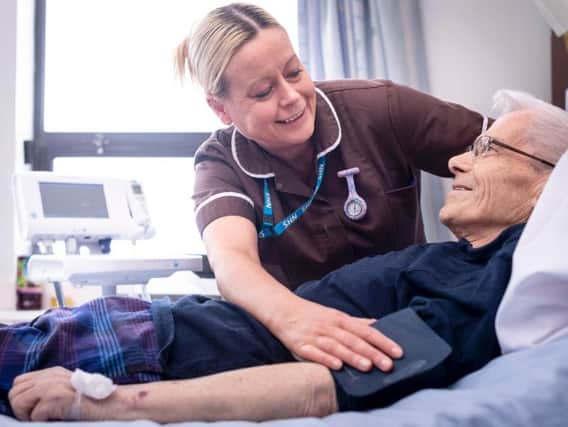 Nurse taking care of patient at South Tyneside Hospital