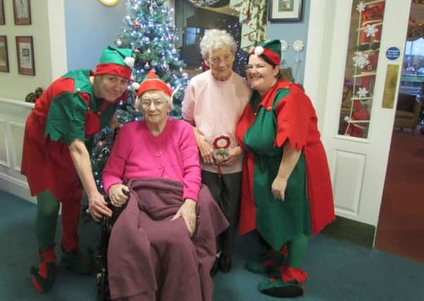 Staff and residents taking part in the Elf Day at Bedewell Grange Care Home in Hebburn.