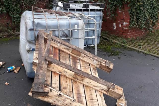 Two huge tanks of used engine oil were illegally dumped at West Holborn, off Commercial Road in South Shields.