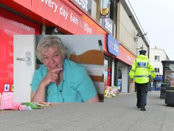 Joan Hoggett was stabbed to death at the One Stop Shop in Fulwell, where she worked.