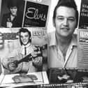 Trevor Cajiao with some of his Elvis records.