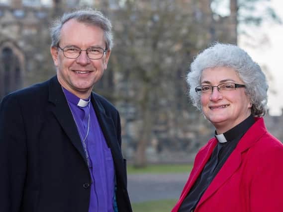 Paul Butler, Bishop of Durham with the  Sarah Clark Bishop of Jarrow.
Picture by: Keith Blundy.