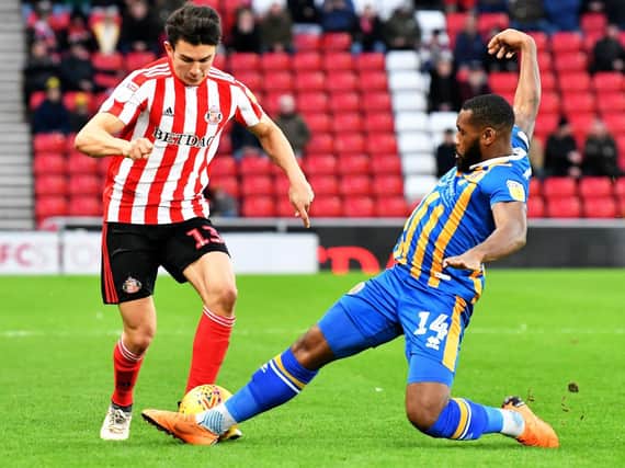Luke O'Nien in action against Shrewsbury.