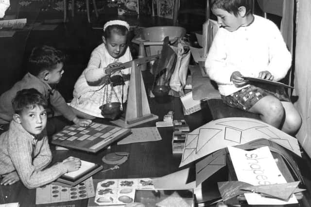 Barnes Road Infants' School open day in  July 1967. Pictured are  Keith Perry, Stephen Saleh, Kim Sinclair and Janet Murray.