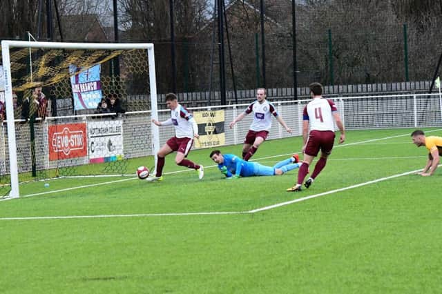 Dillon Morse pounces to score for South Shields. All pictures by Kev Wilson.
