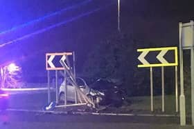 One car crashed into the roundabout on the John Reid Road.
Photo by James Brown Sinclair.
