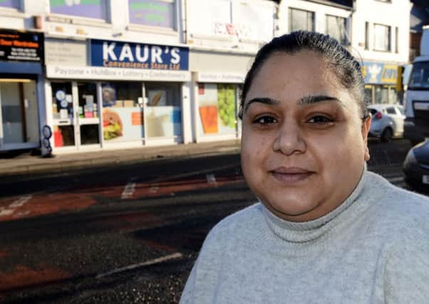 Esha Kaur outside of her South Shields convenience store. Picture by FRANK REID