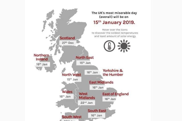 The most miserable day of the year varies around the UK. In the North East it is January 15.