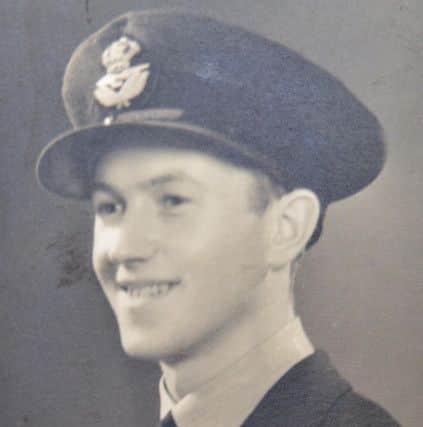 Former RAF World War two veteran Harold Yeoman has a visist from serving RAF officers. Harold at the age of 20
