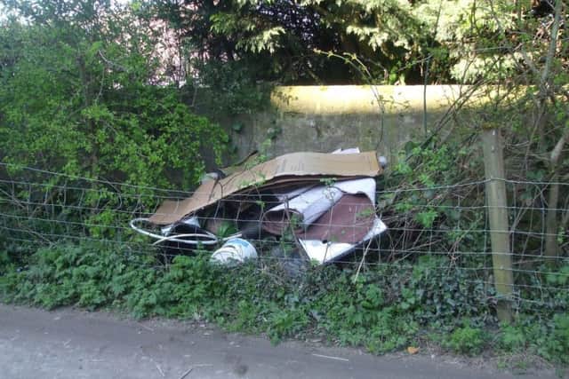 Waste illegally abandoned on Sunniside Lane at Cleadon Hills.