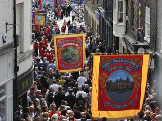 People attending Durham Miners' Gala.