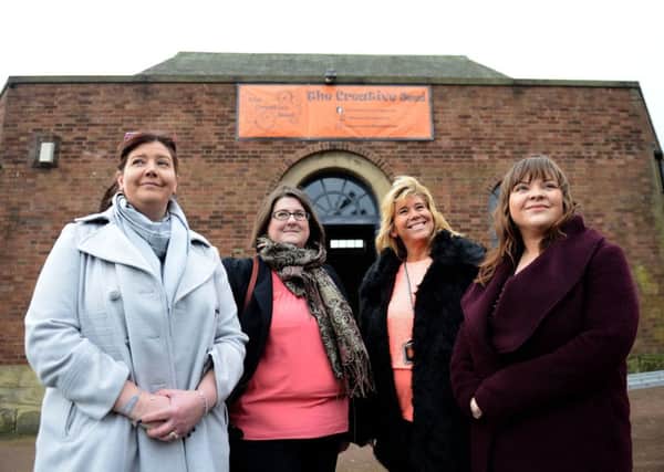 (Left to right) Kath Thompson, Alex Samuels, Sandy Harris and Ashley Allen outside of the former St. Hilda's Parish Centre. Picture by FRANK REID