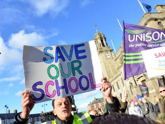 An earlier protest against the closure of South Shields School.