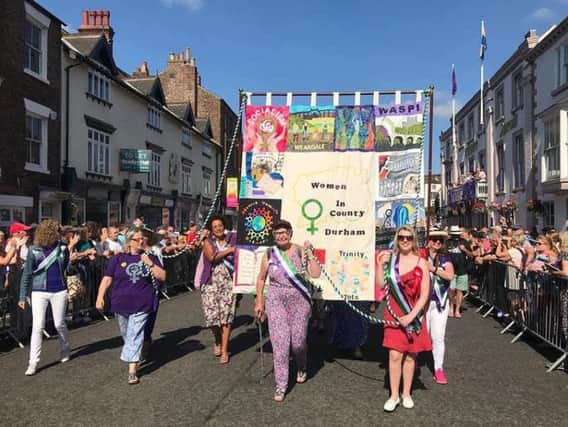 The Womens Banner Group at the 2018 Durham Miners Gala.