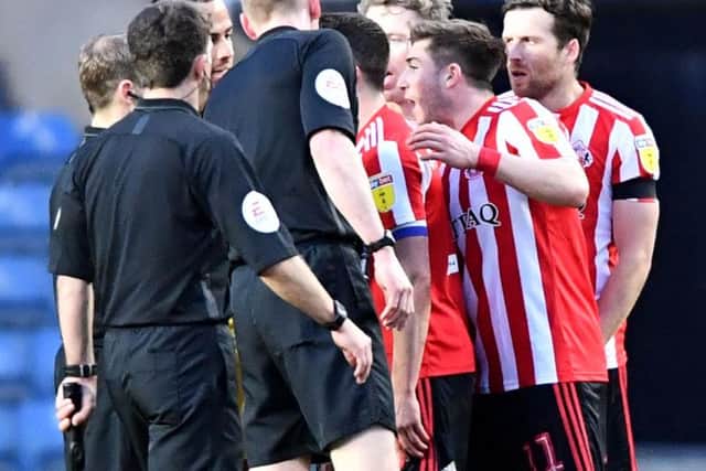 Angry Sunderland players at the final whistle.