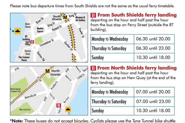 The revised timetable for the bus replacement service passengers can use while the work is carried out. 
Image by Nexus.