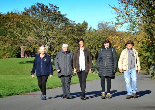 Parks Officer Jade Ridley, with Cllr Alan Kerr, and Friends of the Marine Park's Christine Calvert, Patricia Stephenson, and David Barber, in the North Marine Park.