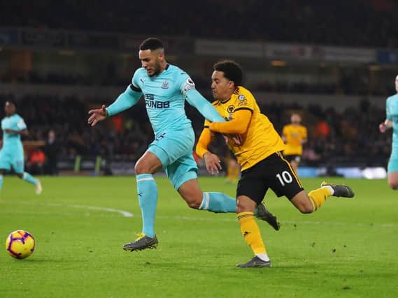 Jamaal Lascelles in action against Wolves on Monday night.