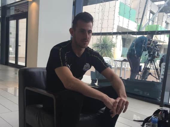 Martin Dubravka talks to the media at the La Finca Golf & Spa resort near Alicante.