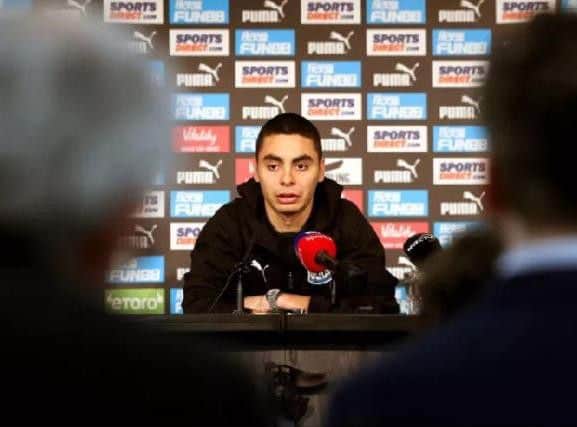 Miguel Almiron is unveiled to the media after becoming Newcastle United's record signing.