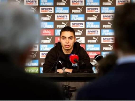 Miguel Almiron is unveiled to the media after becoming Newcastle United's record signing.