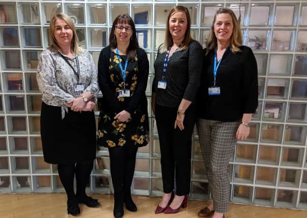 The Living With and Beyond Cancer team.  Left to right, Cancer Improvement Manager  Kelly Craggs, Living With and Beyond Cancer Facilitator Lynsey Clarke, and Project Co-ordinators Gail Foster and Leanne Rowell.