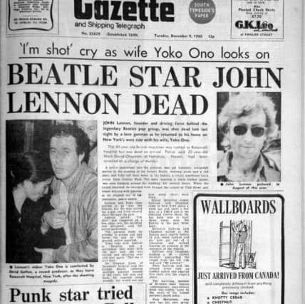 The Gazette's front page in December 1980, after the murder oflegendary Beatles songwriter John Lennon.