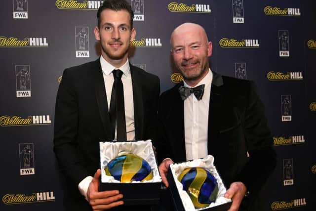 Martin Dubravka, left, with his North East Football Writers' Player of the Year trophy for 2018.