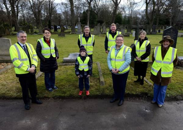 The Mayor of South Tyneside Councillor Ken Stephenson (left) with Friends of Jarrow Cemetery members Pat Childs, Stewart Hill, Michael Ryan, Marie Smith Maureen Prudhoe, Jacob Hill, and Tricia Vickers, . Picture by FRANK REID