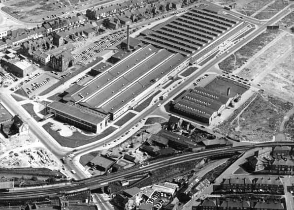 Surrounded by housing and the busy Frederick Street shopping area, the large Plessey Telecomunications factory and the smaller Mary Harris clothing factory in the new industrial complex at South Shields in September 1971.