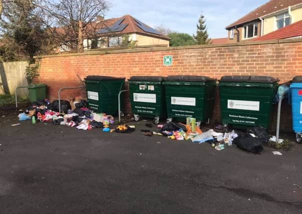 The rubbish left dumped in the yard of Hebburn Helps