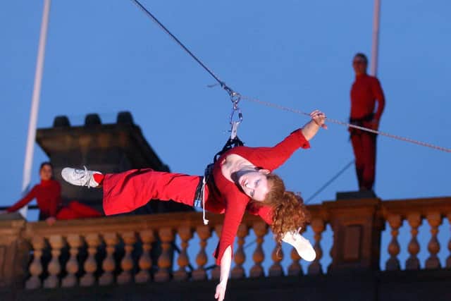 The Companie Retouramont gave a dazzling performance on the buildings majestic facade in 2005.