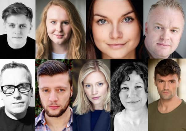 The cast of When The Boat Comes In (top, left to right) Luke Maddison, Sarah Balfour, Alice
Stokoe, Charlie Richmond (bottom, l-r) Steve Byron, Jamie Brown, Anna Bolton, Janine
Birkett and Matt Howdon.