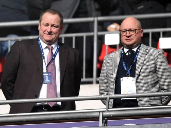 Mike Ashley and Lee Charnley at Wembley.